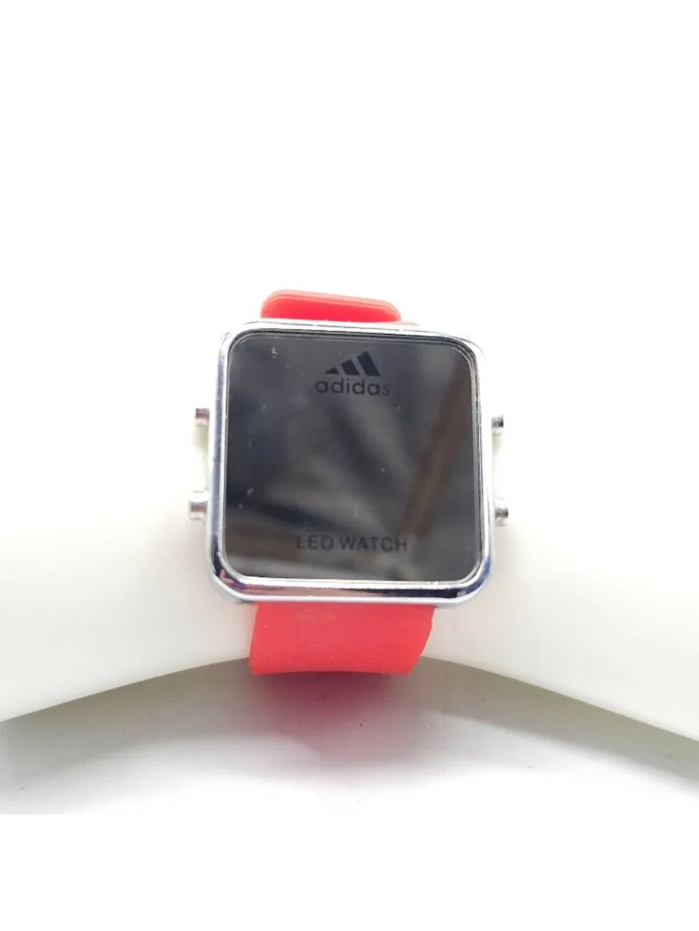 Vintage Adidas LED Digital Watch With Red Silicone Strap Stainless Steel C699